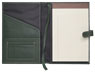 green leather junior padholder with white perimeter stitching